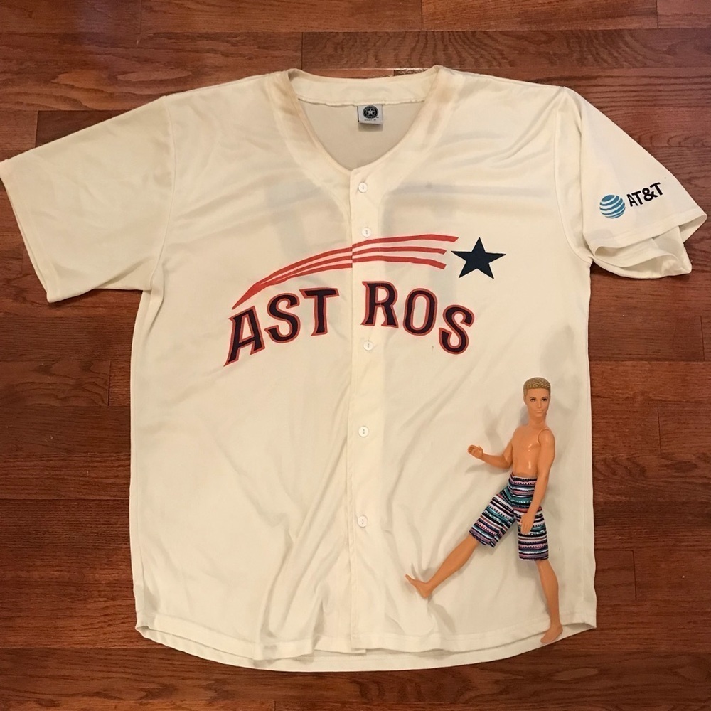 MENS CREAM ASTROS POLY JERSEY 27 ALTUVE PROMO ATT XL
